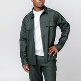 Flannel Piping Overshirt Dark Green