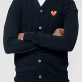 Emblem Cardigan Sweater Black/Red AX-N008-051