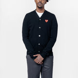 Emblem Cardigan Sweater Black/Red AX-N008-051