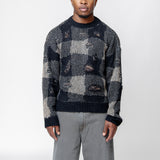 Sonar Roundneck Sweater Destructive Gingham Black