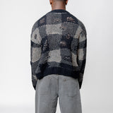 Sonar Roundneck Sweater Destructive Gingham Black