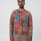 Tie-dye Cable Knit Sweater Rust Brown/Blue KNIT000010