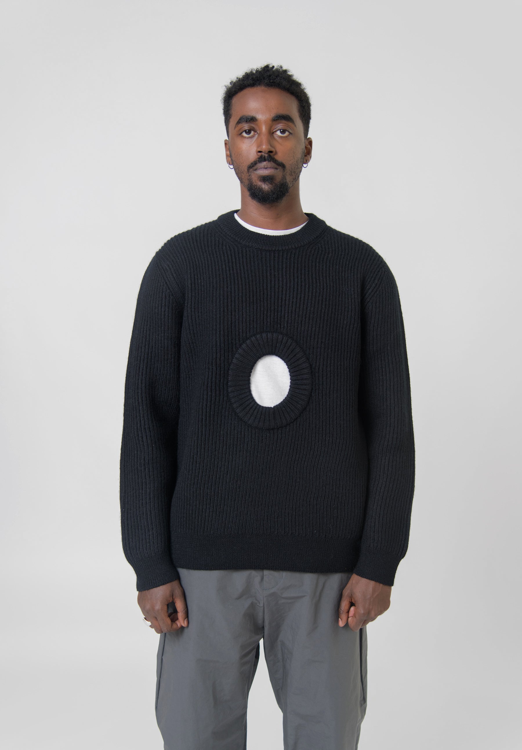 Organic Wool Hole Sweater Black Small