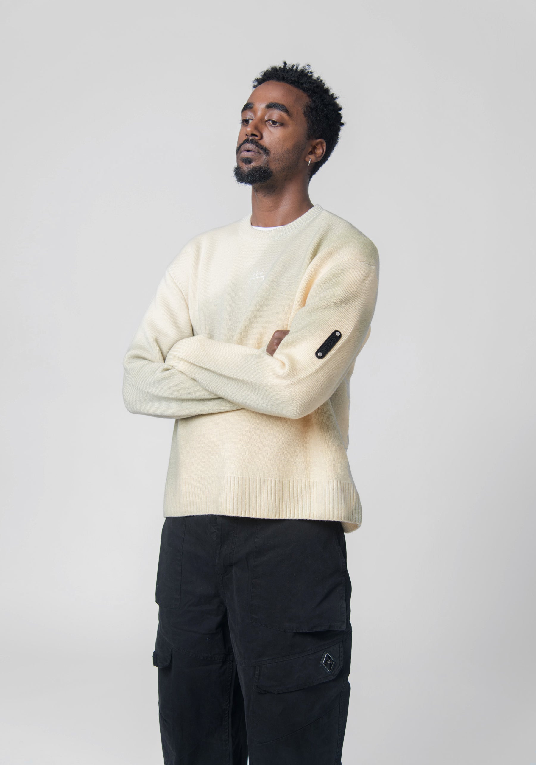 Gradiant Knit Crewneck Sweater Bone ACWMK120