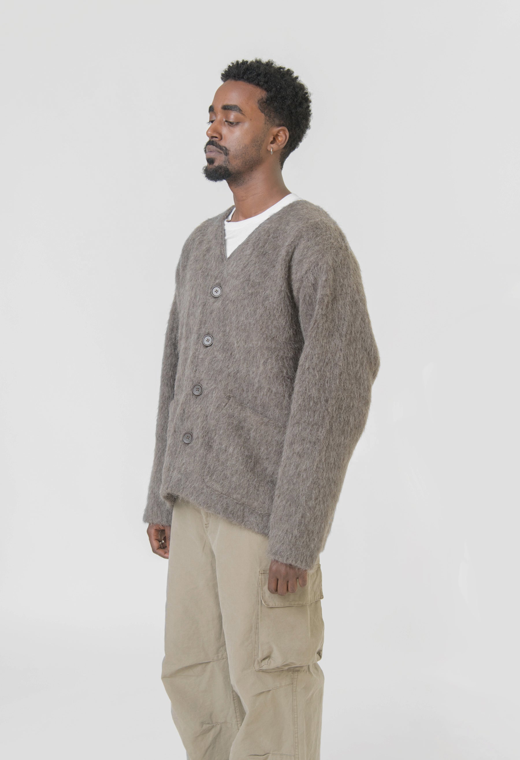 Mohair Cardigan Mole Grey – NOMAD