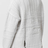 Textured Knit Mockneck Sweater Bone ACWMK150