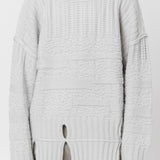 Textured Knit Mockneck Sweater Bone ACWMK150