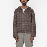Full Zip Hood Dworf Check Hairy Wool M4256FD