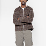 Full Zip Hood Dworf Check Hairy Wool M4256FD