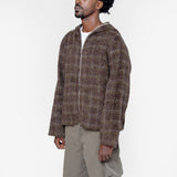 Full Zip Hood Dworf Check Hairy Wool M4256FD