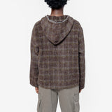Full Zip Hood Dworf Check Hairy Wool M4256FD