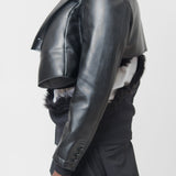 Faux Leather Cropped Blazer Black PL-J053
