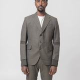 Wool Stripe Suit Jacket Olive WL-J003