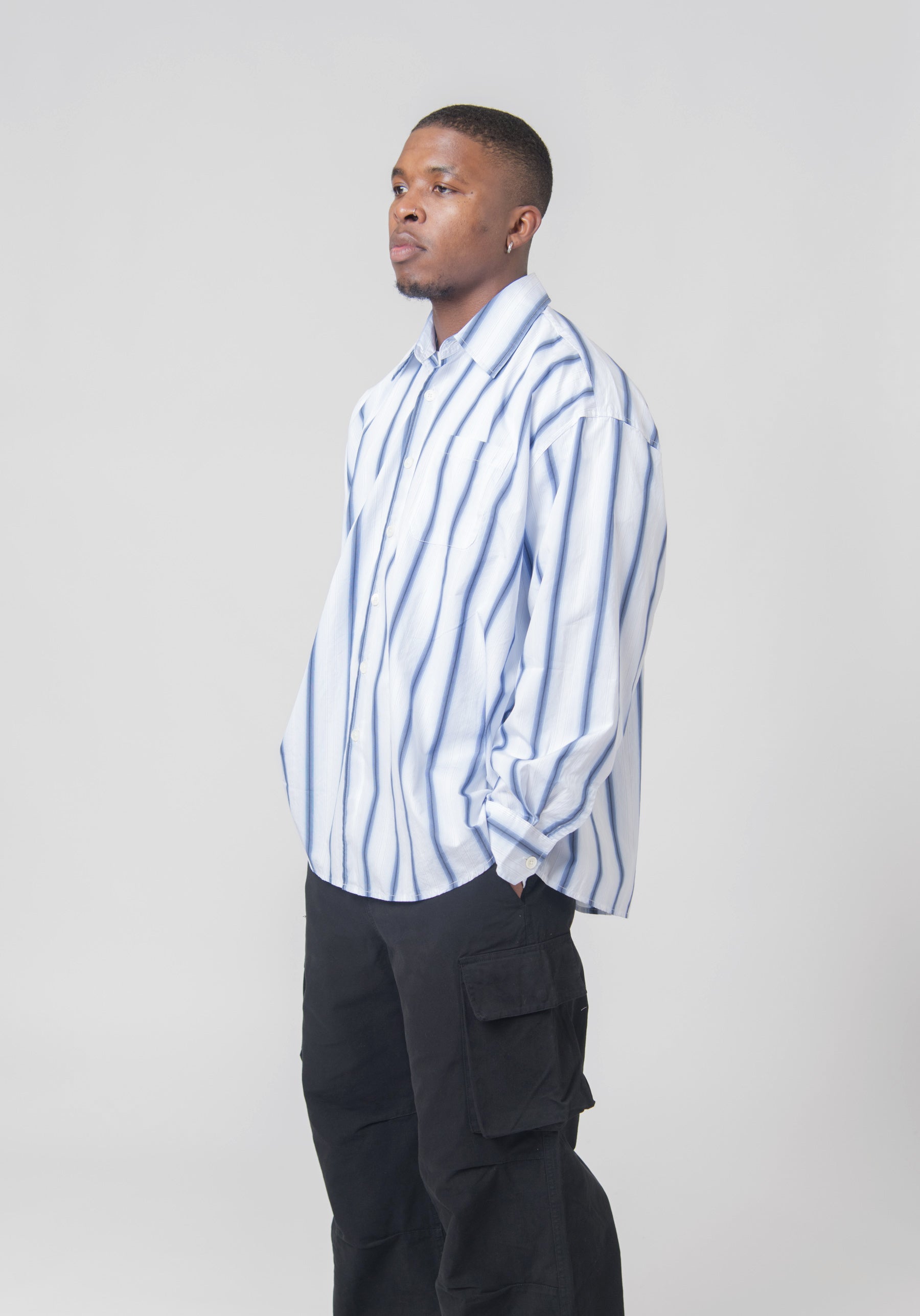 Borrowed Shirt Blue Crypto Stripe