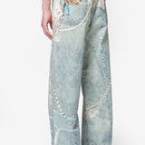 Loose Fit Jeans White/Green FN-UX-TROU000047