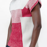 Geometric Knit Vest Faded Red