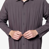 Edge Pleated Shirt Dark Brown HP58-FJ355-49