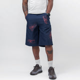 Polyester Twill Short With Hand Print Navy