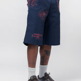 Polyester Twill Short With Hand Print Navy