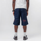 Polyester Twill Short With Hand Print Navy