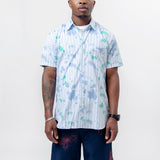 Cotton Stripe Poplin Printed Shirt White/Blue