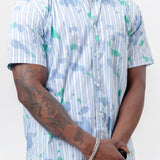 Cotton Stripe Poplin Printed Shirt White/Blue