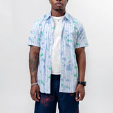 Cotton Stripe Poplin Printed Shirt White/Blue