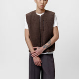 Fleece Pleats Vest Brown HP48-JE280-44