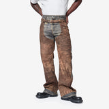 Printed Jeans-Regular Fit Blue/Brown FN-MN-TROU001128