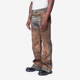 Printed Jeans-Regular Fit Blue/Brown FN-MN-TROU001128