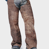 Printed Jeans-Regular Fit Blue/Brown FN-MN-TROU001128