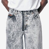 Zip Hem Jean Grey Acid Wash 259WD09049