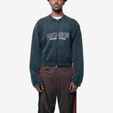 Shrunken Zip Crewneck Sweater Black Washed 670JS01002CW