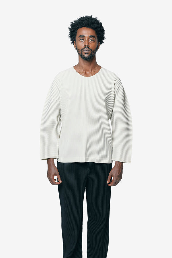 Monthly Colour September Pleats Long Sleeve Shirt Limestone White HP58-JK093-04