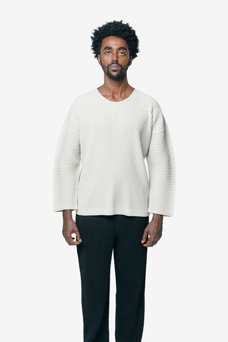 Monthly Colour September Pleats Long Sleeve Shirt Limestone White HP58-JK093-04