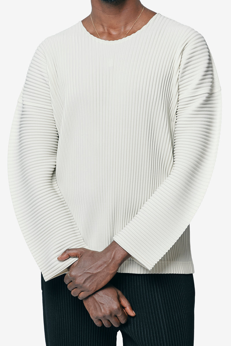 Monthly Colour September Pleats Long Sleeve Shirt Limestone White HP58-JK093-04