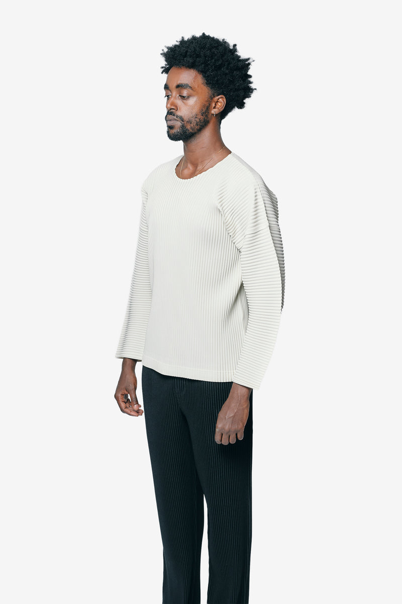 Monthly Colour September Pleats Long Sleeve Shirt Limestone White HP58-JK093-04