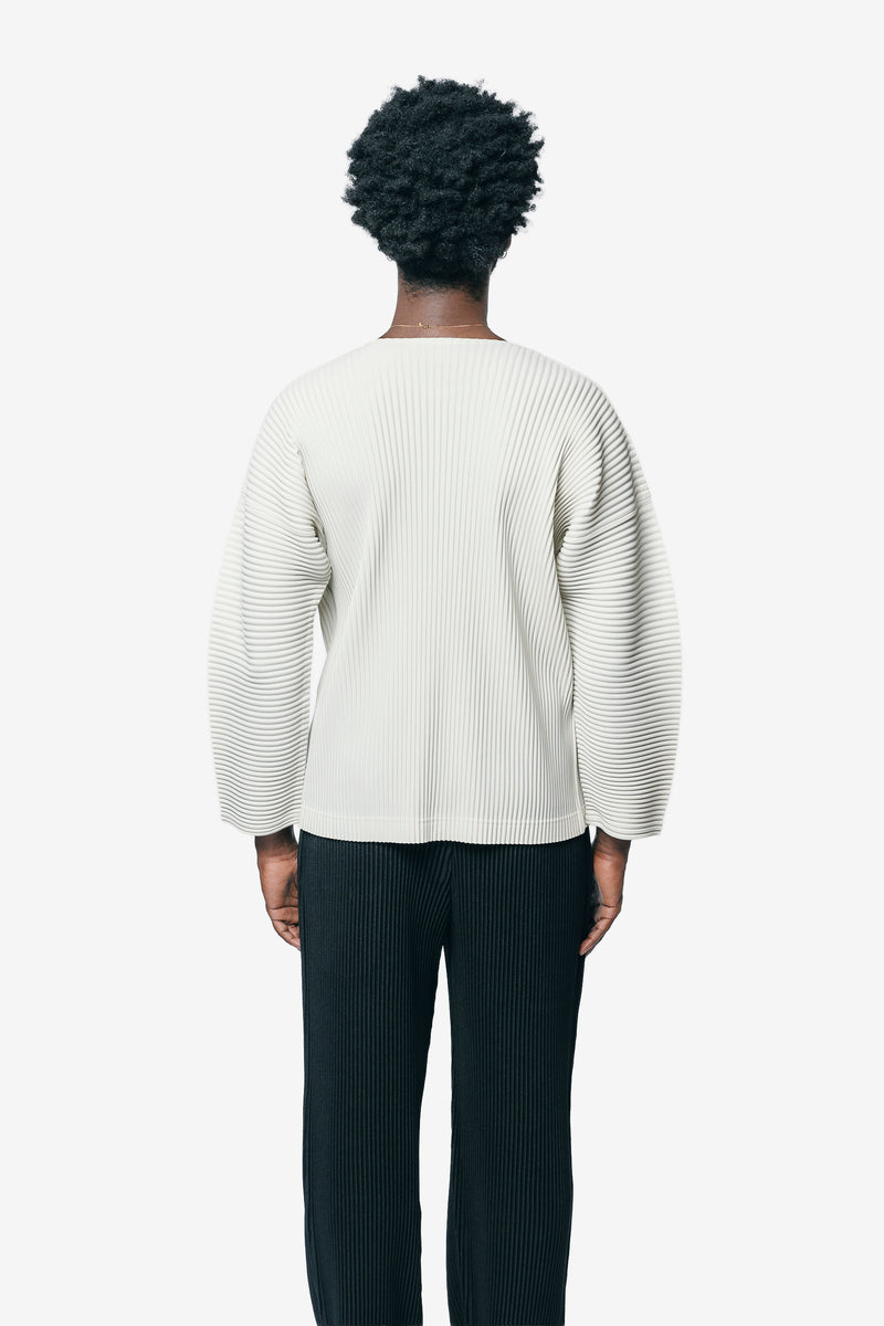 Monthly Colour September Pleats Long Sleeve Shirt Limestone White HP58-JK093-04