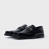 Square Toe Loafer High Shine Leather Black 1026LP11001M