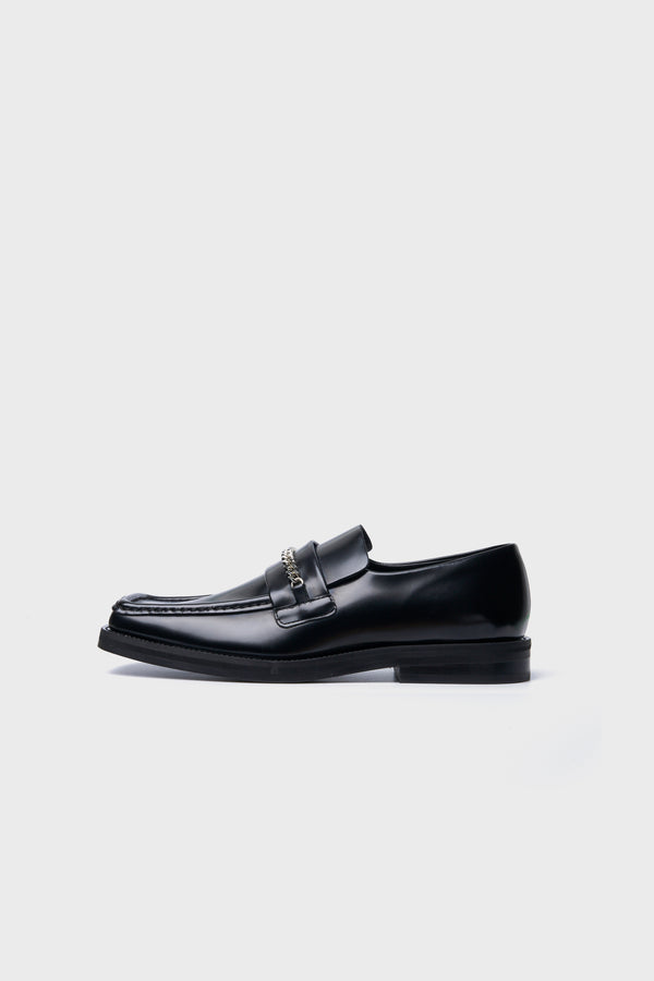 Square Toe Loafer High Shine Leather Black 1026LP11001M