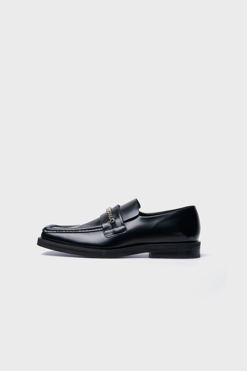 Square Toe Loafer High Shine Leather Black 1026LP11001M