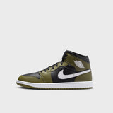 Air Jordan 1 Mid Black/White-Medium Olive-Sail DQ8426-092