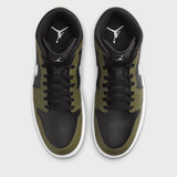 Air Jordan 1 Mid Black/White-Medium Olive-Sail DQ8426-092