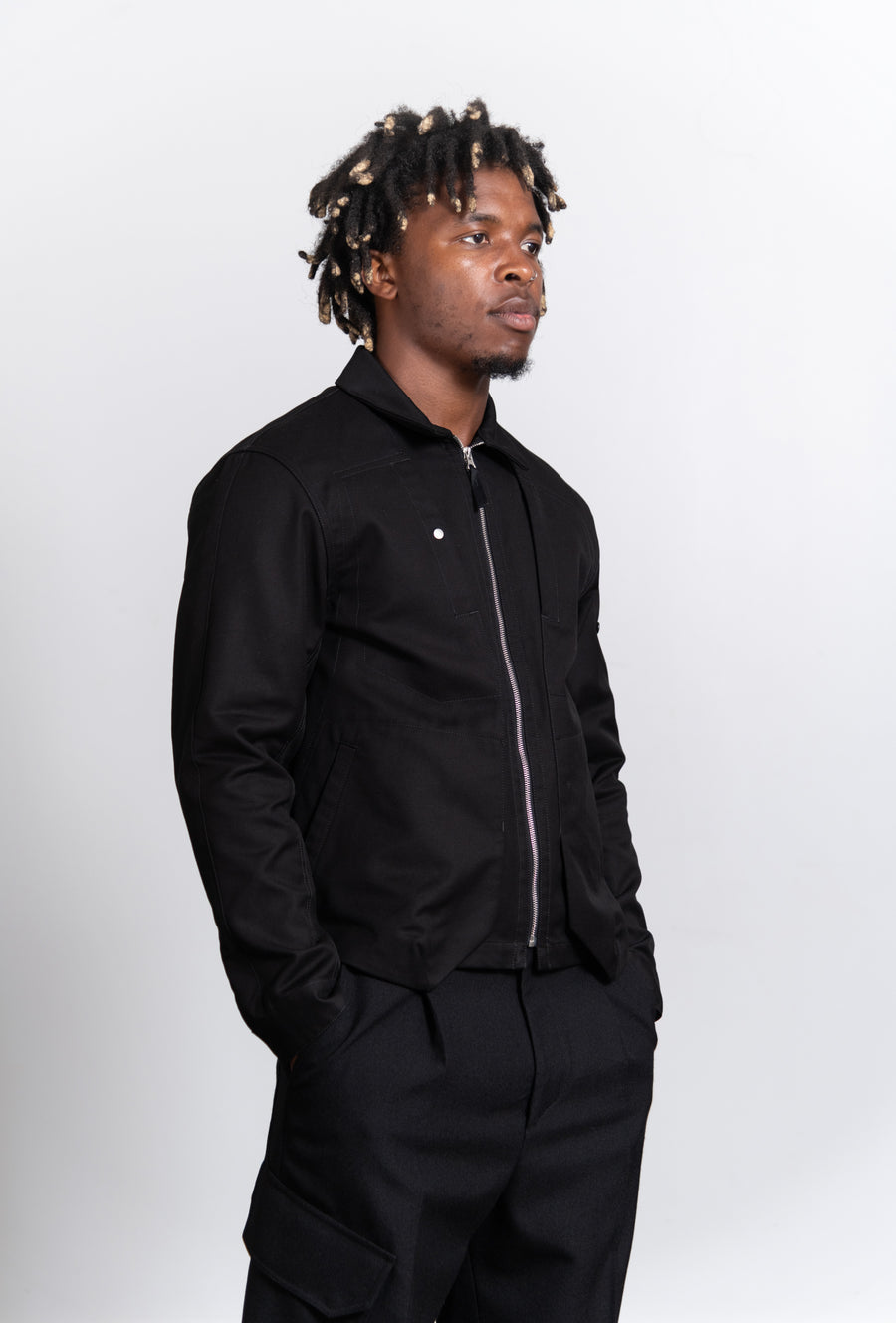 Textured Cotton Overshirt Black 10409