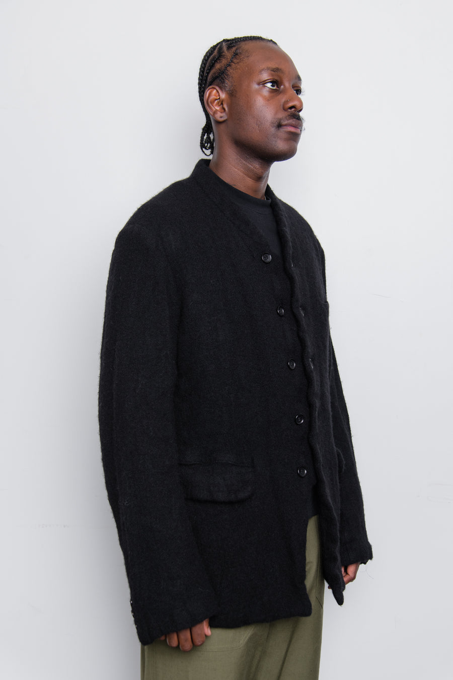 Garment Treated Tweed Jacket Black PJ-J046