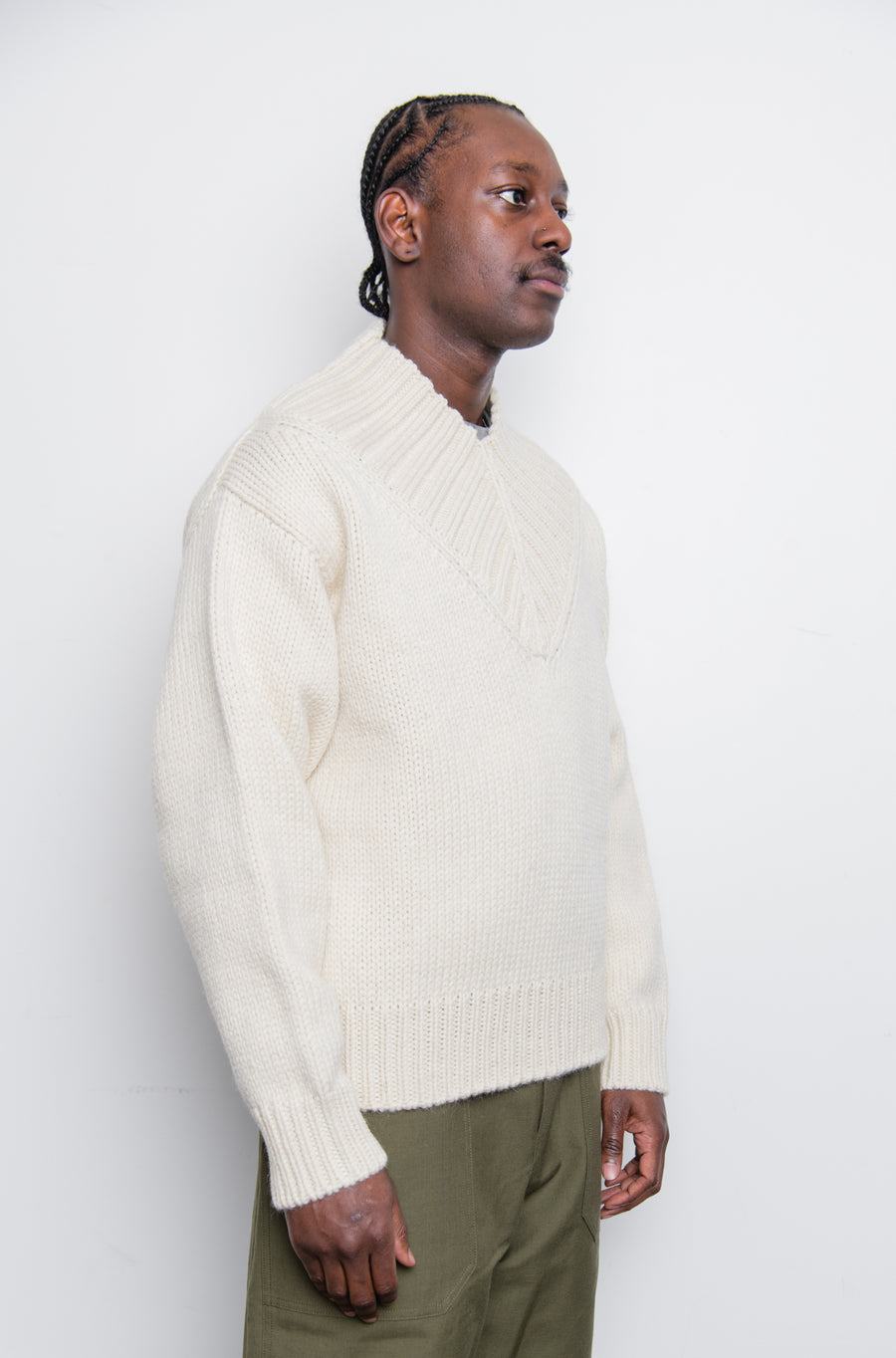 Wool Mohair V-Neck Sweater Light Ivory J21GP0042