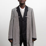 Wool Jacquard Houndstooth Check Jacket Black/Natural J002
