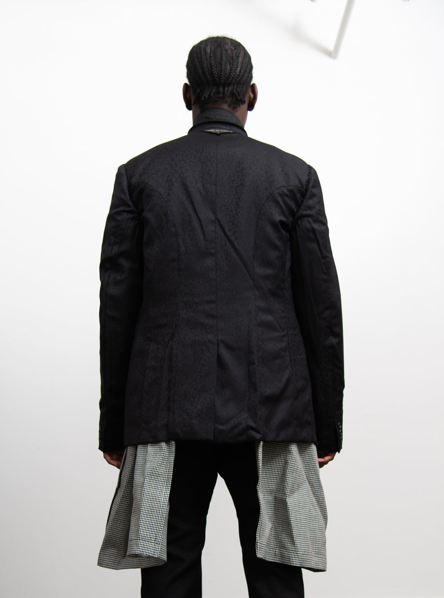 Wool Jacquard Houndstooth Check Jacket Black/Natural J002