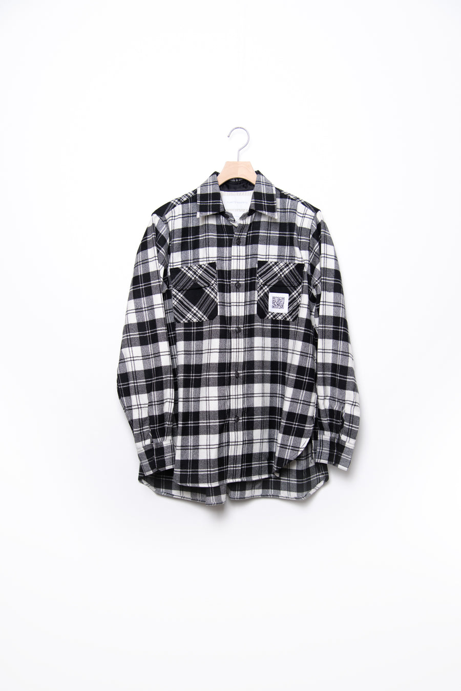 Pleated Flannel Shirt Black FU6-SH-02