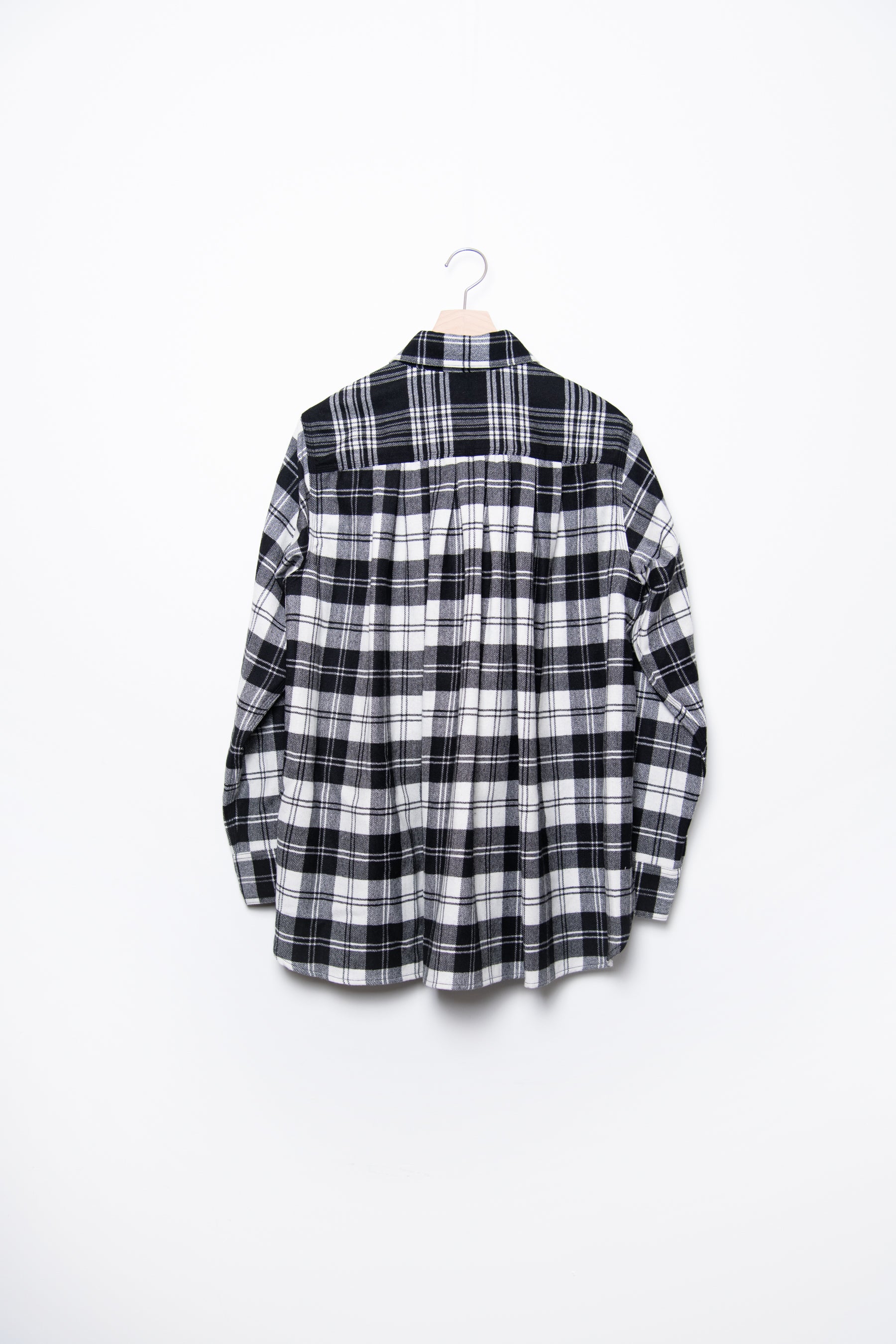 Pleated Flannel Shirt Black FU6-SH-02